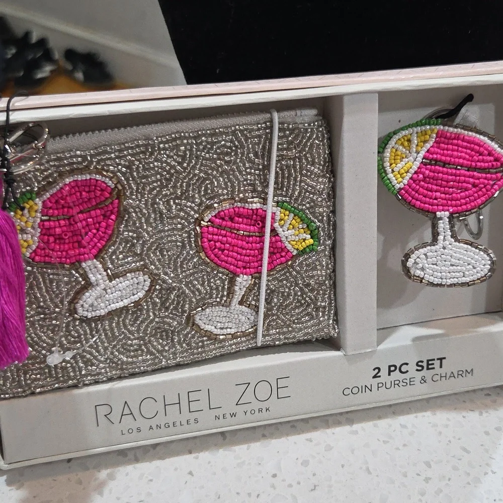 💕▪️ Rachel Zoe ▪️Beaded Martini Coin Purse & Bag Charm
